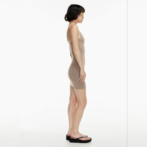 🌞ARITZIA Wilfred Free Tiny Dress Mini Bodycon Stretch Jersey Yellow Size S - Picture 4 of 12